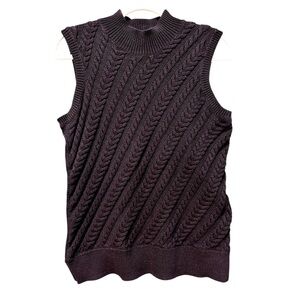 Talbots Black Sleeveless Mock Neck Knit Top. Size Medium